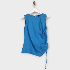 Halogen Tank Top Women's Small Blue Drawstring Sleeveless Classic Chic Shirt NWT